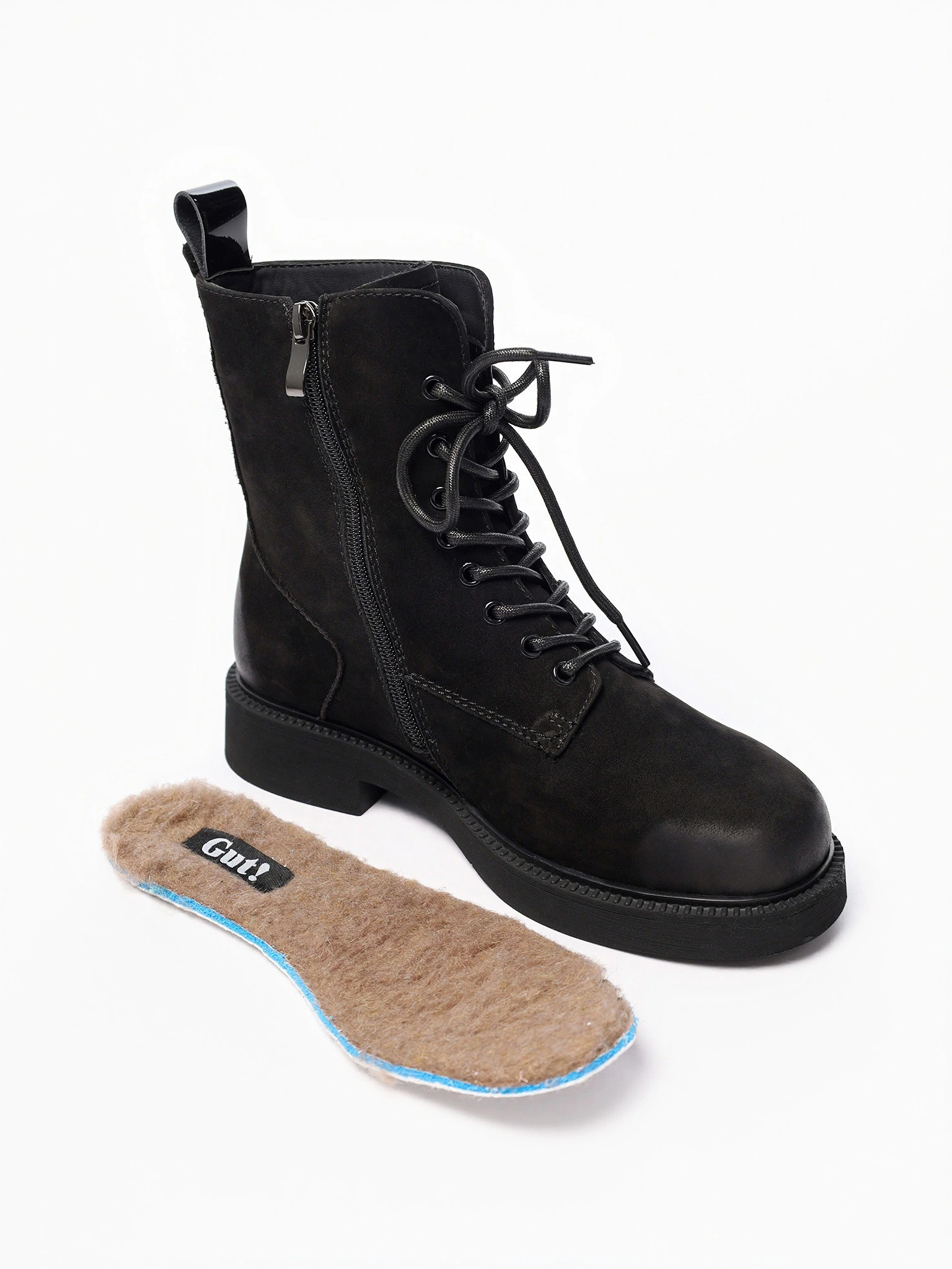 Ботинки-дерби черного цвета на среднем каблуке